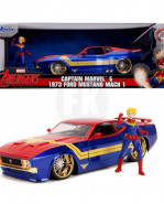 Marvel Hollywood Rides Diecast Model 1/24 1973 Ford Mustang Mach 1 with Captain Marvel figúrka